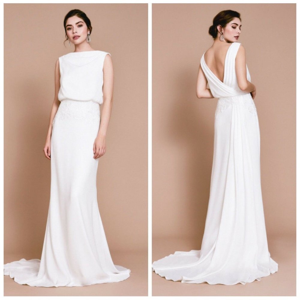 🆕TADASHI SHOJI GOWN Embroidered Pleated Wedding
